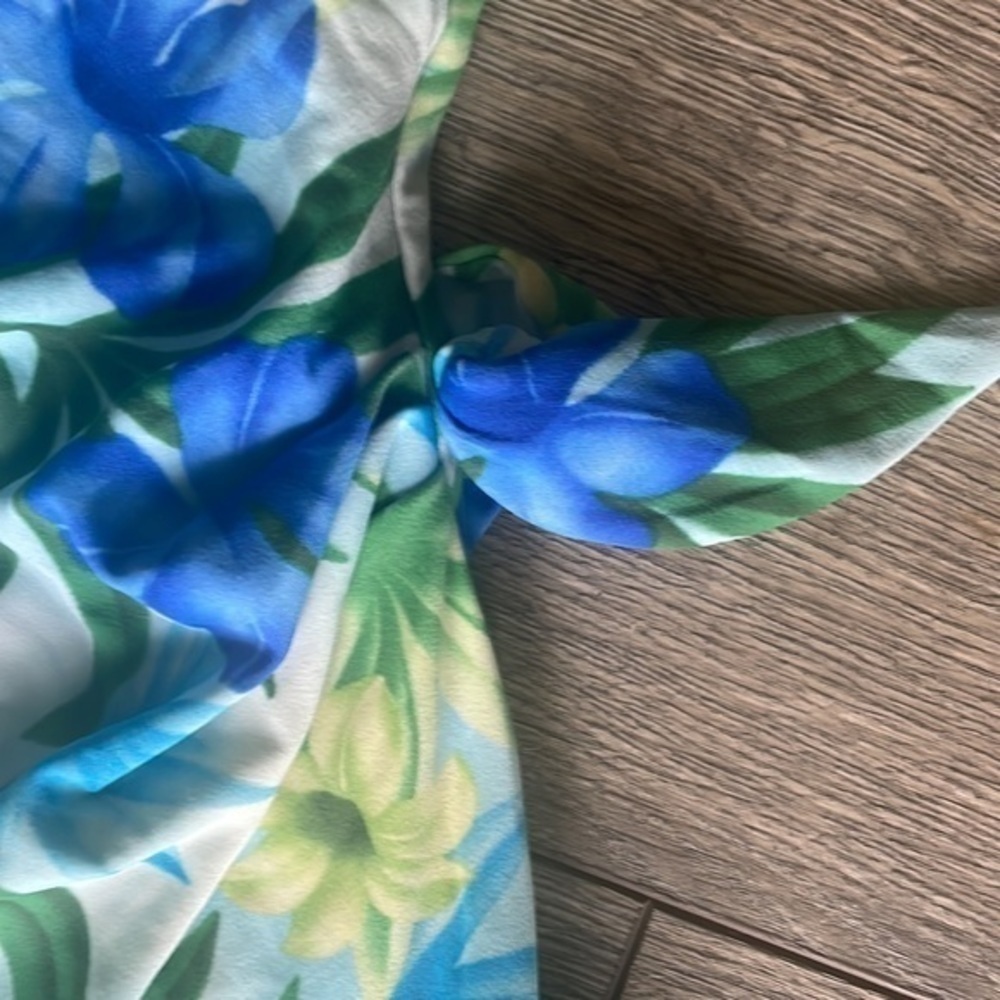 LL Bean swimsuit blue green floral one piece size 12 - Picture 2 of 7